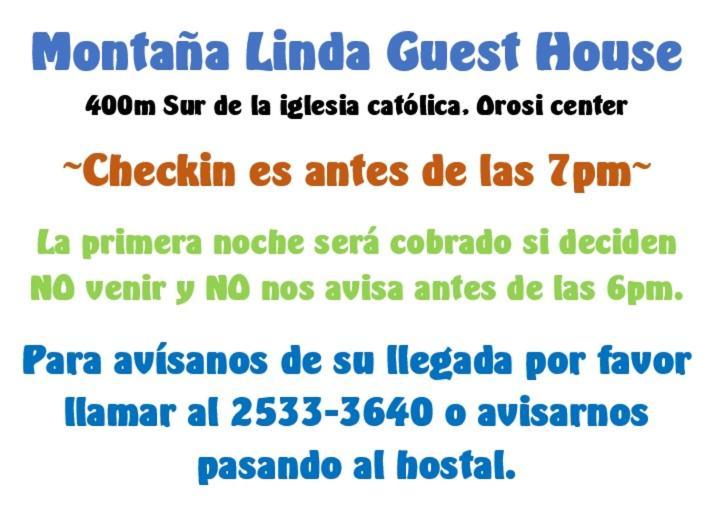 Montana Linda Guest House Orosí Dış mekan fotoğraf